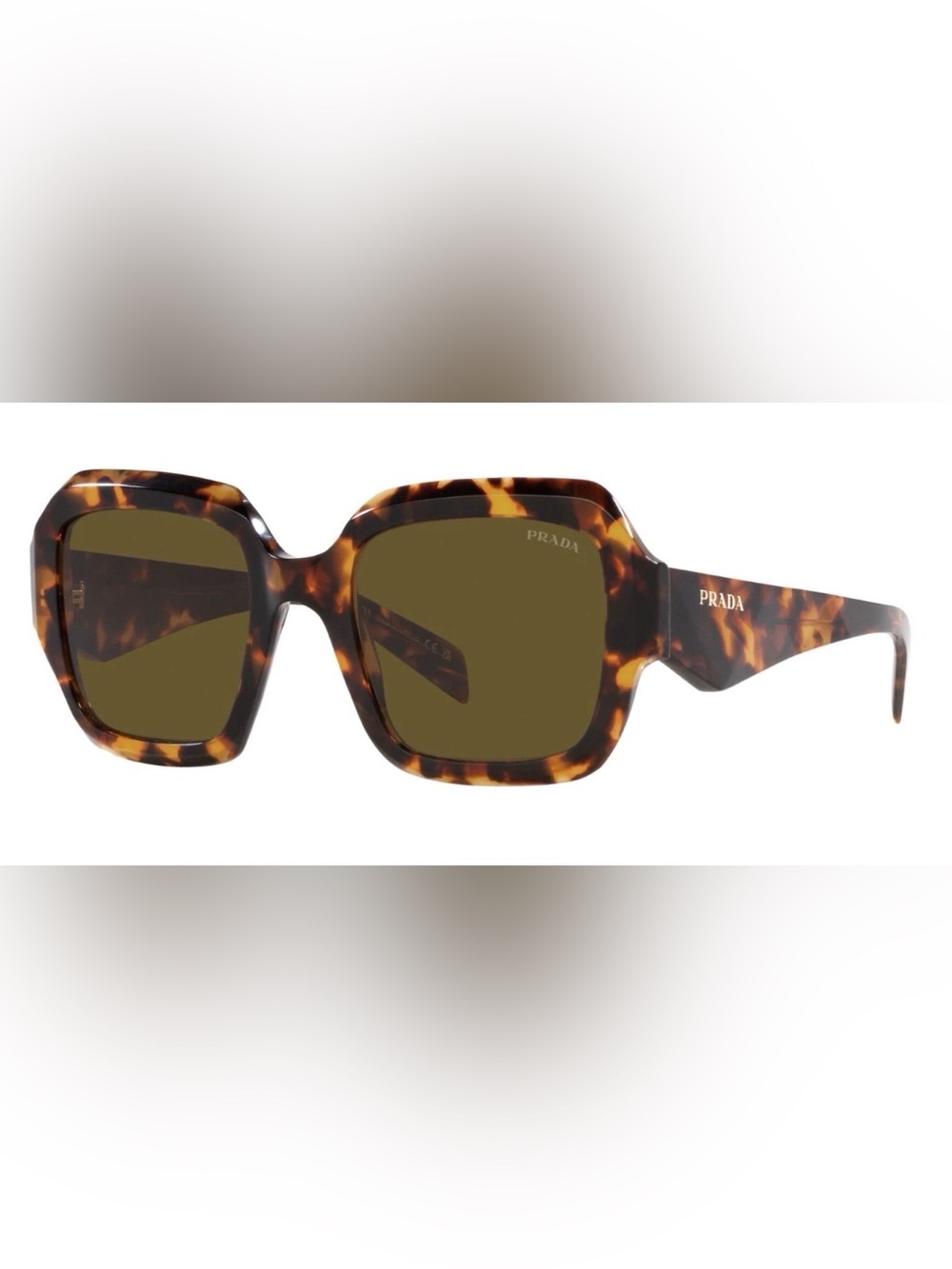 Prada Tortoiseshell Square Sunglasses with Olive Lenses